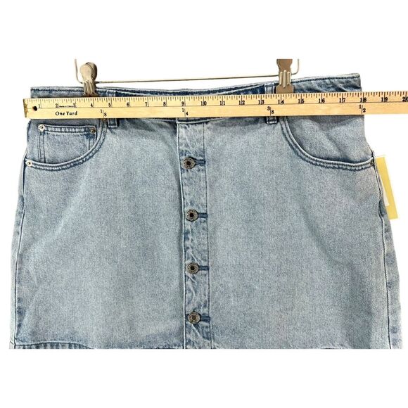 Michael Kors Jean Skirt Womens 14 Blue Denim Mini Button Front Casual Timeless - Picture 5 of 16